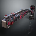 Mechanical Weapon With Intricate Metal Gears Red Accents And Industrial Design