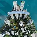 Aerial Planning for Waterfront High Rise Towers With Green Areas and Central Landscaped Plaza