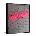 Pink Neon Sign with Stick with Me Text on Brick Wall Background