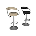 Modern Adjustable Bar Stools With Beige Black Seats And Metal Frames 3d model