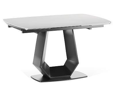 Modern Design Dining Table With Smooth Surface And Unique Geometric Metal Base Structure 3d model