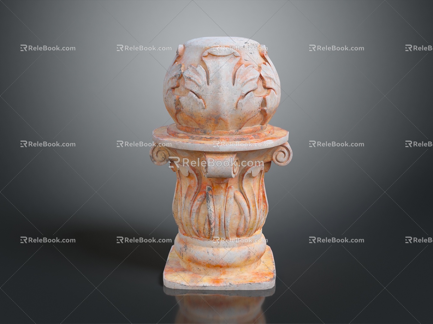 European-style Column Stone Carving Marble Carving Park Column 3d model