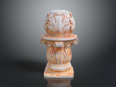 Classical Stone Column with Intricate Carved Patterns Ornate Capital and Decorative Base 3d model