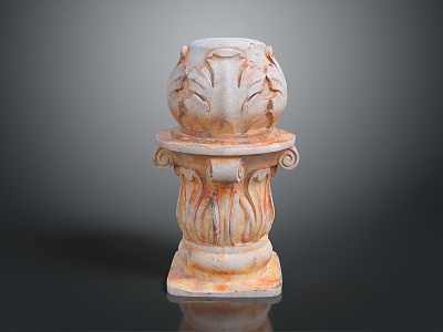 European-style Column Stone Carving Marble Carving Park Column 3d model