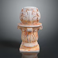 Classical Stone Column with Intricate Carved Patterns Ornate Capital and Decorative Base