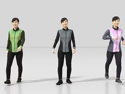 Women Wearing Different Colored Sportswear Jackets With Black Pants For Active Lifestyle 3d model