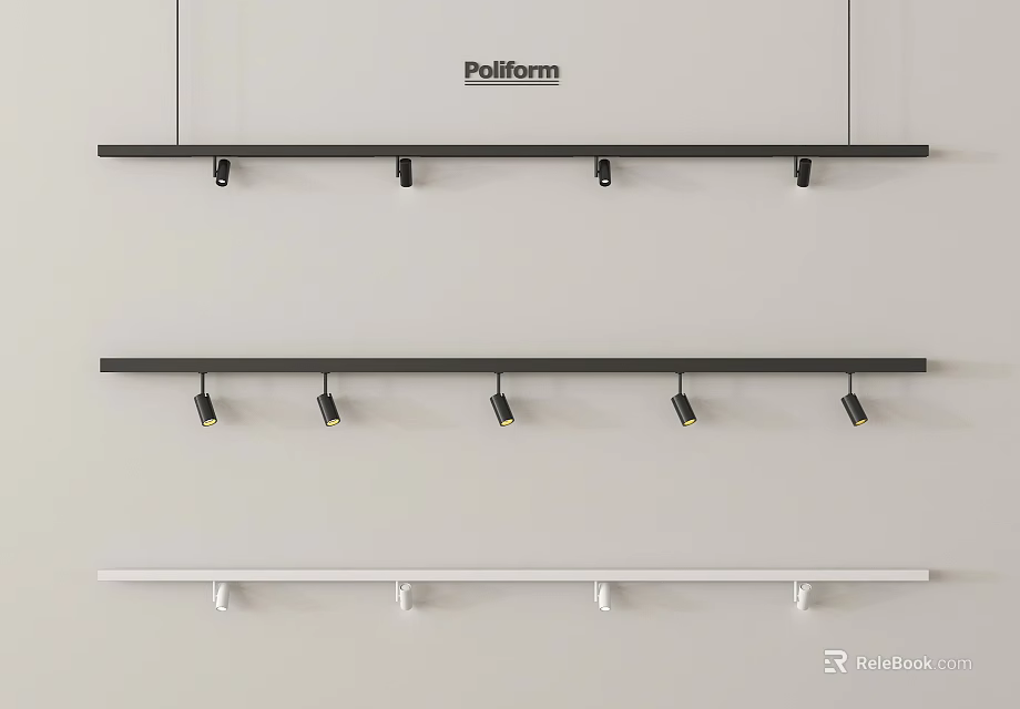 Modern Track Downlights Spotlights In Black And White For Home Interior Lighting 3d model 