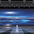 Modern Fashion Runway Stage With Blue Illuminated Geometric Lines And Futuristic Lighting Design