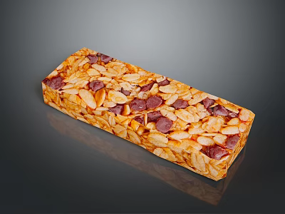 Nutritious Energy Bar With Oat Flakes Almond Slices And Dried Fruits 3d model