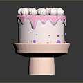 Pink Frosting Dripping Cake with White Meringue Swirls and Colorful Sprinkles on Pink Stand