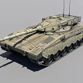 Military Tank With Heavy Armored Body Long Barrel Cannon And Tracked Chassis