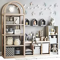 Cute Wooden Entryway Side Cabinet With Storage Shelves Drawers And Decorative Ornaments Star Lights