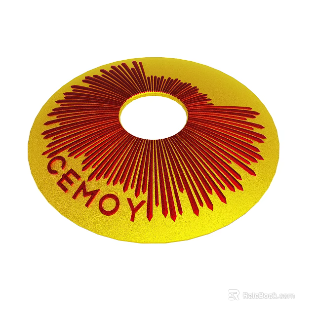CEMOY Yellow Circular Design With Red Radial Pattern And White Center 3d model 