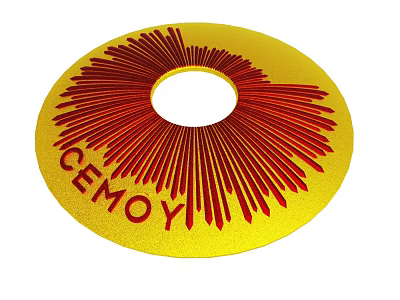 CEMOY Yellow Circular Design With Red Radial Pattern And White Center 3d model