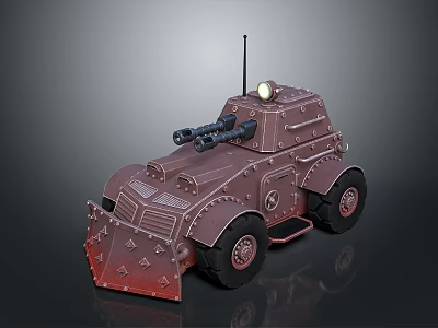 Armored Military Vehicle With Dual Machine Guns And Roof Searchlight Design 3d model