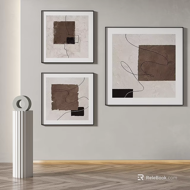 Minimalist Abstract Wall Art with Neutral Tones and Simple Shapes 3d model