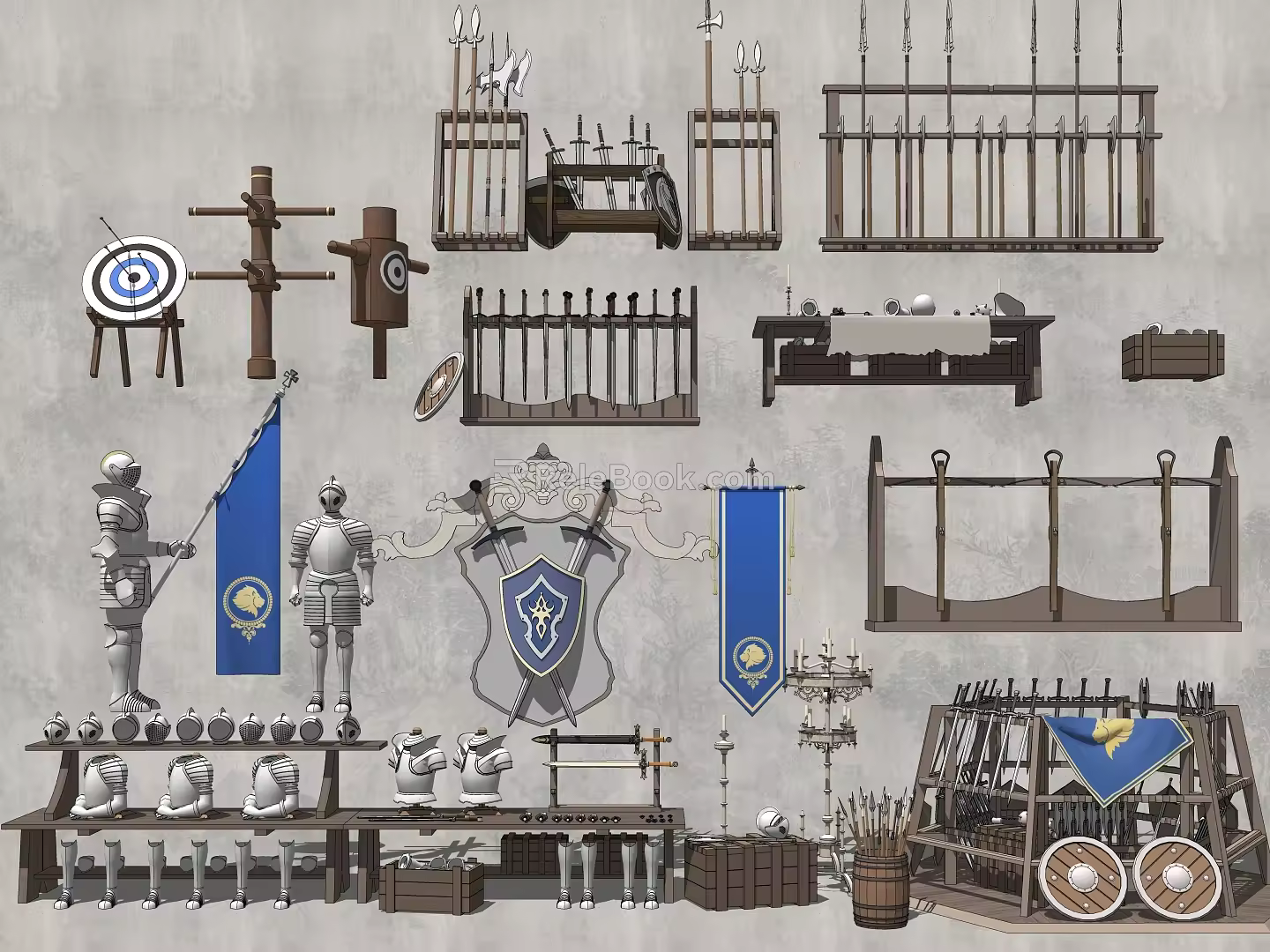 Armor Sword Cold Weapon Warehouse Movie Props 3d model