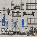 Armor Sword Cold Weapon Warehouse Movie Props 3d model