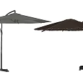 Two Outdoor Sunshades With White And Brown Canopies And Sturdy Stands