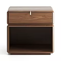 Modern Wooden Bedside Table With Drawer Metal Handle And Open Shelf