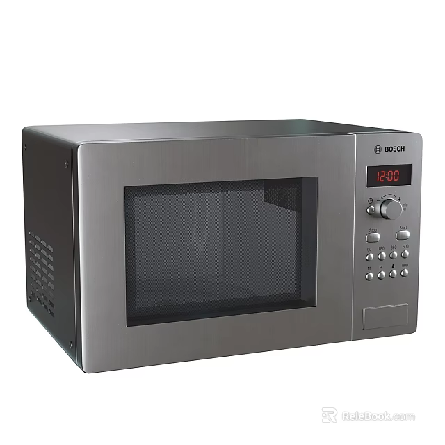 Bosch Stainless Steel Microwave With Digital Display Control Panel Buttons And Knob 3d model 