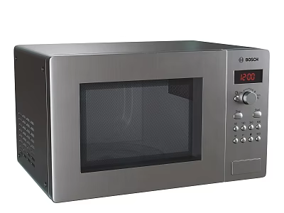 Bosch Stainless Steel Microwave With Digital Display Control Panel Buttons And Knob 3d model
