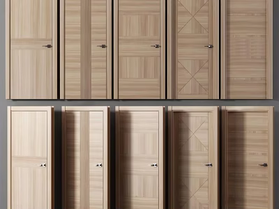 Wooden Hinged Doors With Various Panel Patterns And Modern Styles For Interior 3d model