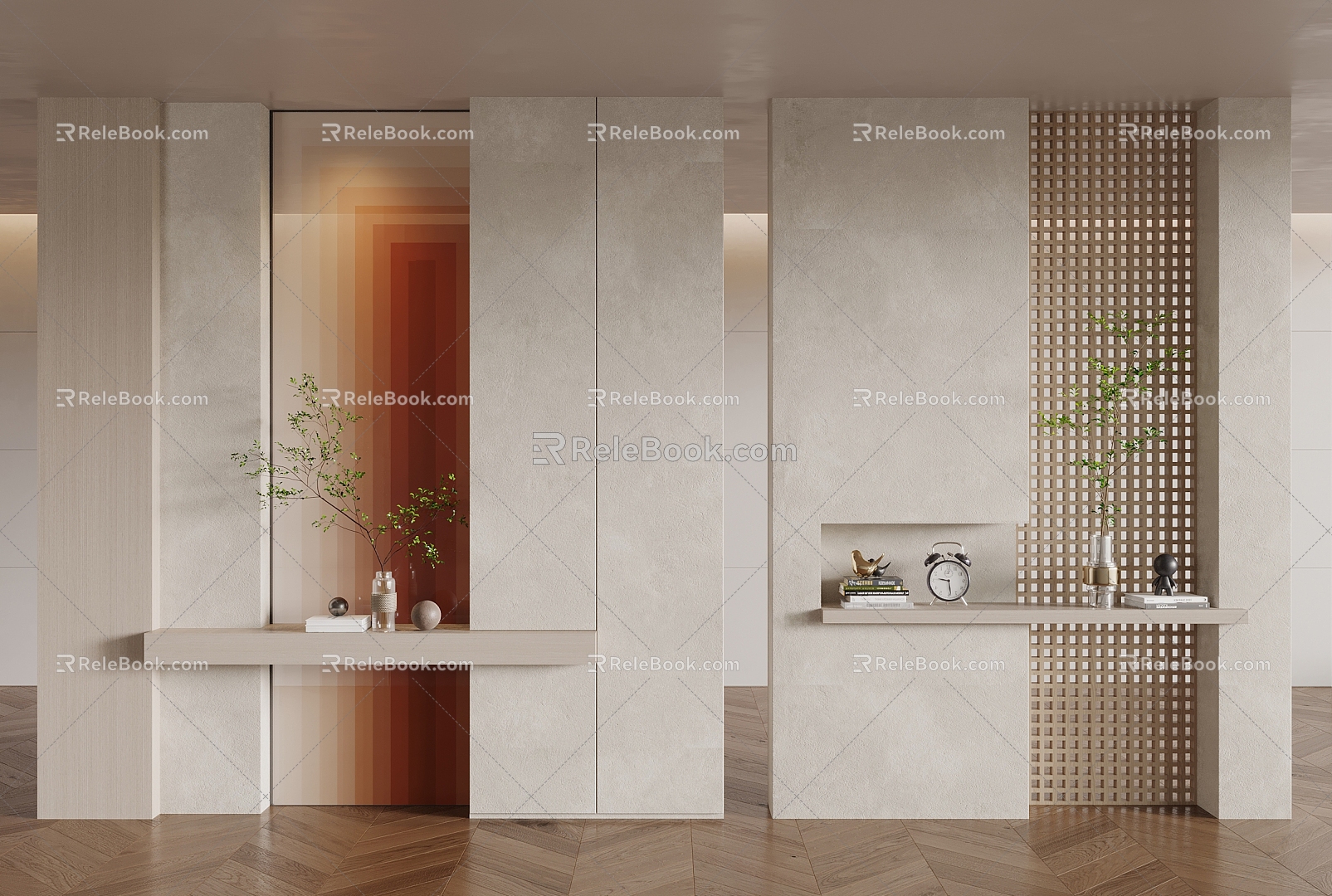 Silent Wind Entrance Partition Wall Glass Brick 3d model