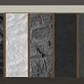 Natural Textured Stone Wall Panels With Wooden Frames And Diverse Surface Patterns 3d model
