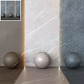 Decorative Sphere Components With Marble Texture And Stone Wall Background 3d model