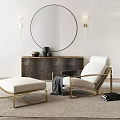 Light Luxury Single Person Sofa Casual Sofa Side Cabinet Combination 3d model