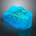 Blue 3D Terrain Model With Detailed Sculptural Surface And Digital Art Design