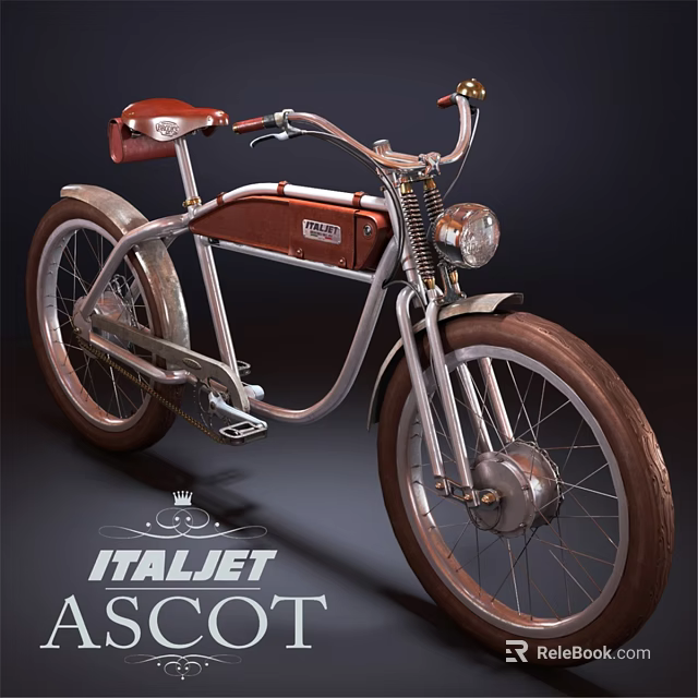Vintage ITALJET ASGOT Motorcycle With Brown Seat And Silver Frame 3d model 