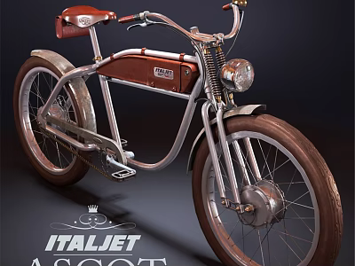 Vintage ITALJET ASGOT Motorcycle With Brown Seat And Silver Frame 3d model