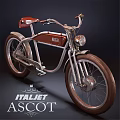 Vintage ITALJET ASGOT Motorcycle With Brown Seat And Silver Frame