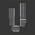 White Architectural Wireframe Models For Building Structure And Roof Design