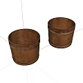 Two Vintage Wooden Buckets With Rustic Design For Home Decor And Storage