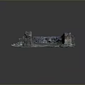 Ancient Ruin Model With Stone Walls Grass And Moss Details