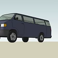 Blue Van Exterior Design With Side Windows And Black Tires 3d model