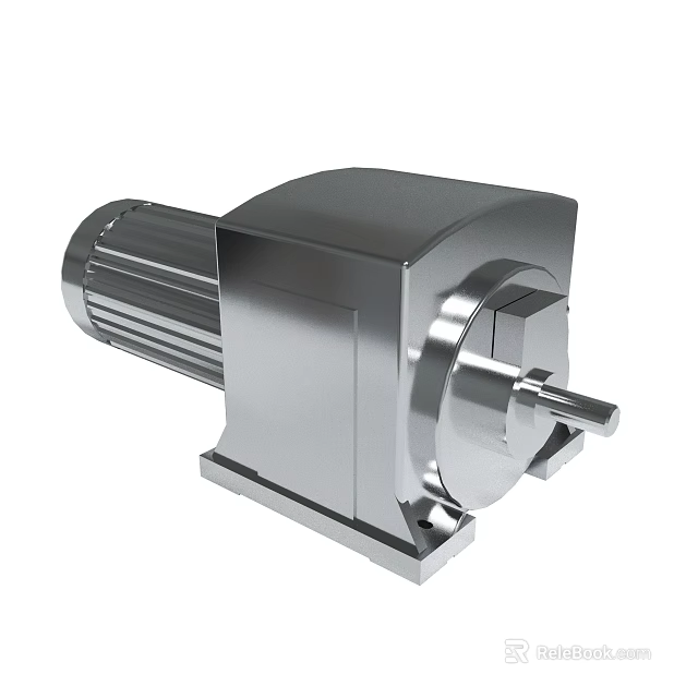 Stainless Steel Industrial Mechanical Motor Reducer With Shaft And Base Structure 3d model 