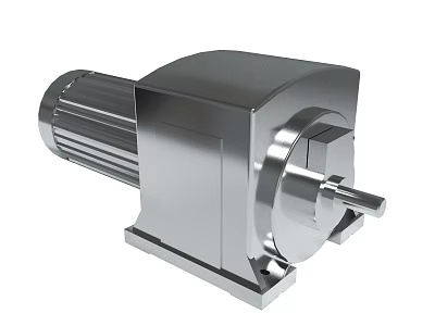 Stainless Steel Industrial Mechanical Motor Reducer With Shaft And Base Structure 3d model