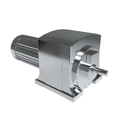 Stainless Steel Industrial Mechanical Motor Reducer With Shaft And Base Structure 3d model