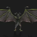 Fantasy Dragon Creature With Green Gray Scales Large Wings And Purple Chest Gem