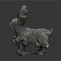Ancient Bronze Rabbit Sculpture With Detailed Patina Texture And Artistic Design
