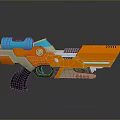 Colorful Orange And Blue Toy Gun With Modern Design Grip And Cylindrical Top