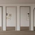Interior Space With Light Walls Wooden Floors Various Shaped Door Frames And Art