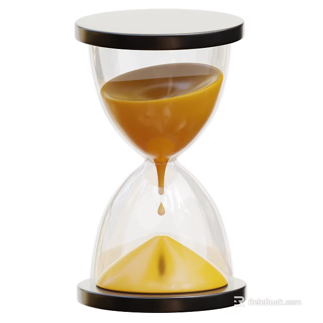 Transparent Glass Hourglass Decorative Ornament Set With Flowing Yellow Sand 3d model 