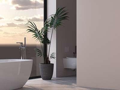 Modern potted toilet 3d model