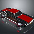 Classic Two Tone Black Red Vintage Car With Chrome Wheels And Shiny Finish