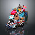 Unique Decorated Car With Red Dome Swiss Flag Open Door And Creative Design